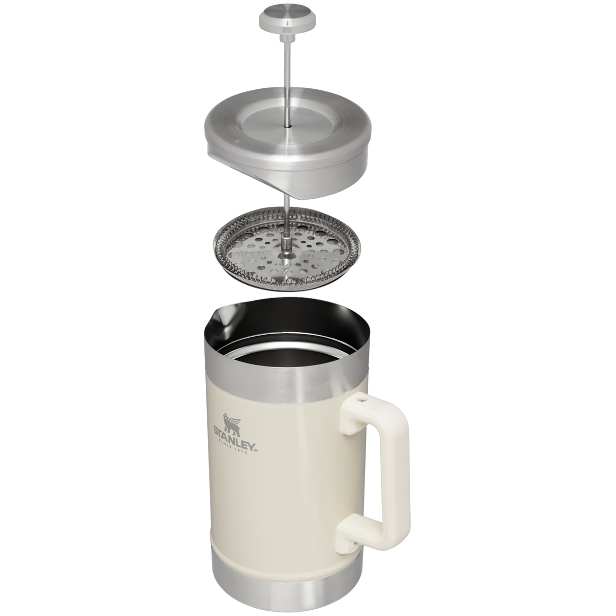 Stanley 1913 Classic Stay Hot French Press 1.4L en Cream Gloss | Ver Sección transversal