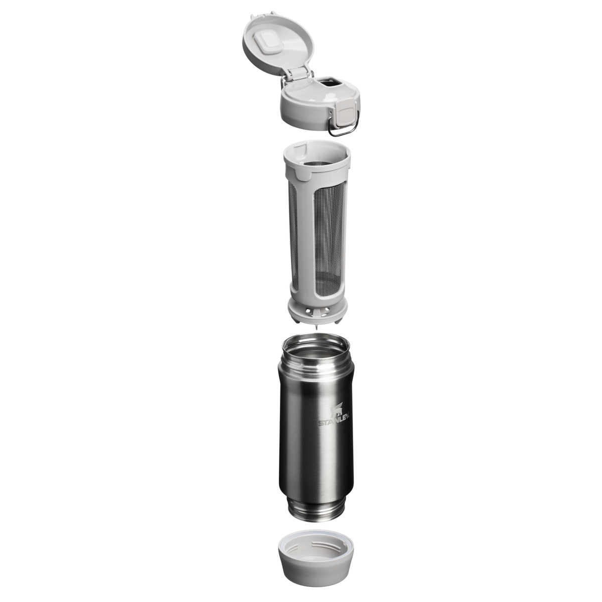 Stanley 1913 Mate Sift & Store 1L in Stainless Steel Ash | Weergave Doorsnede