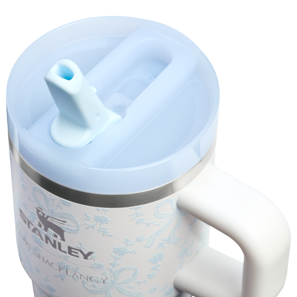 Stanley 1913 Stanley 1913 x LoveShackFancy Quencher® ProTour Tumbler 0.59L w Coquette Bow - Winter Ice | Widok Szczegóły pokrywki