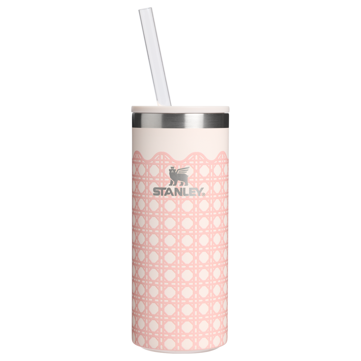 Stanley 1913 The Everyday Slim Can Cooler 10 OZ 0.30 L in Rose Quartz Rattan | Front View