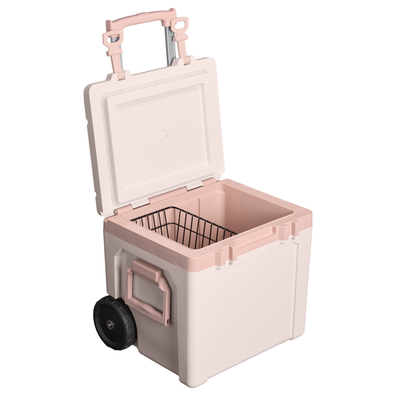 Stanley 1913 Cold-For-Days Wheeled Outdoor Cooler 47.3L in Rose Quartz | Weergave Openen