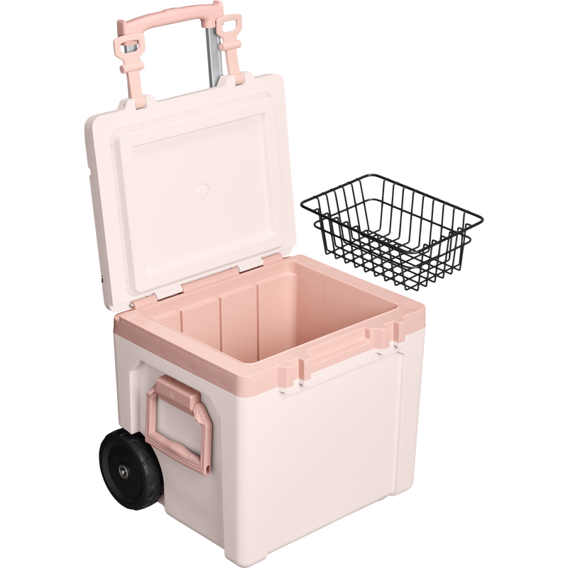 Stanley 1913 Cold-For-Days Wheeled Outdoor Cooler 47.3L in Rose Quartz | Weergave Doorsnede