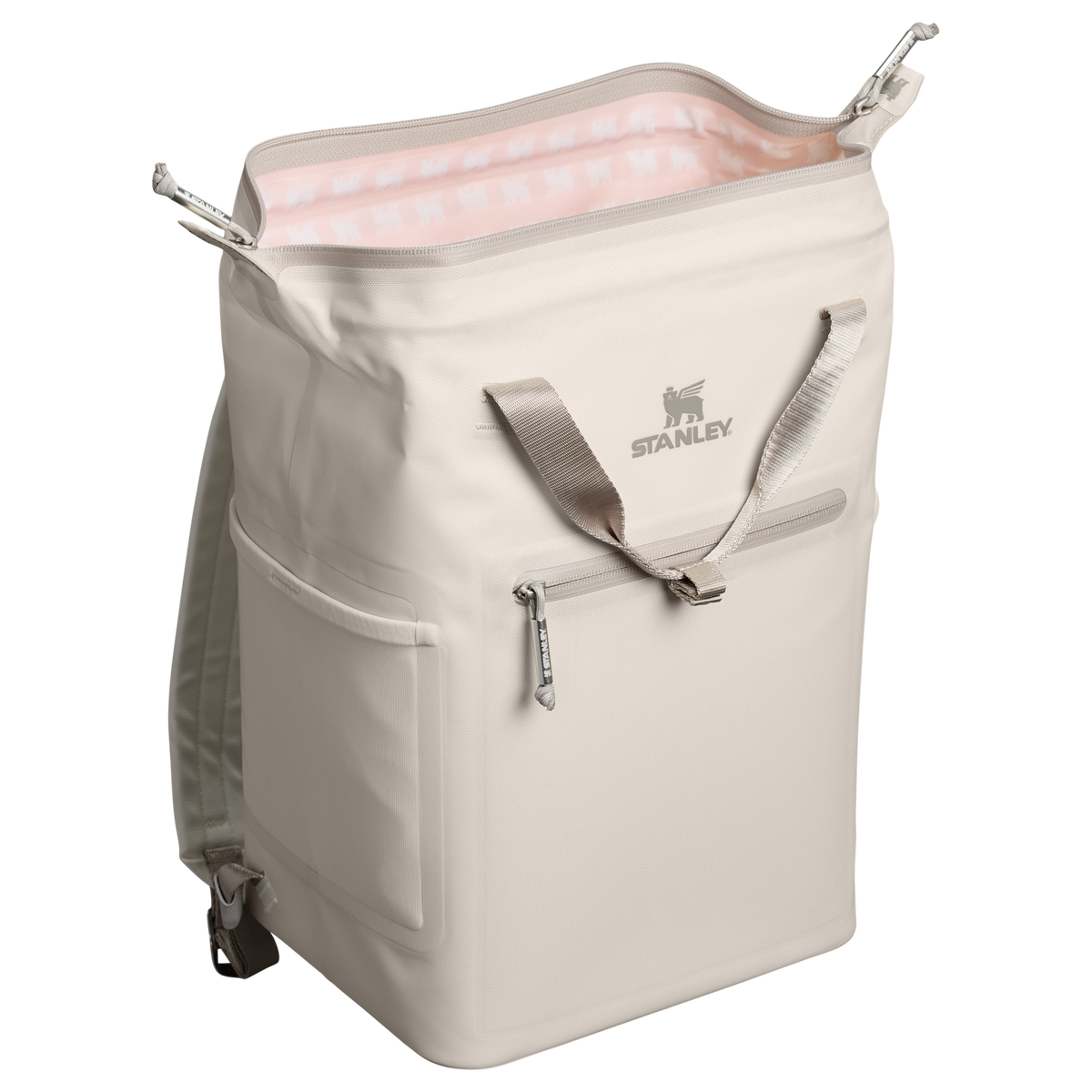 Stanley 1913 The All Day Madeleine Mini Cooler Backpack 14 QT 13.2 L in Cream | Open View