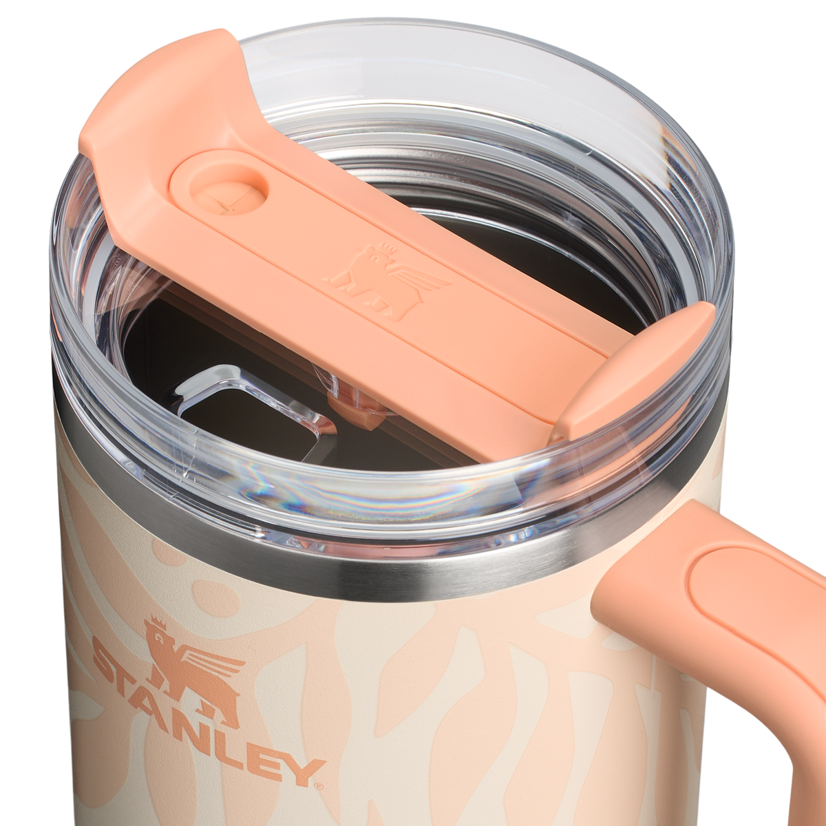 Stanley 1913 Quencher® H2.O Flowstate™ Tumbler 1.18L in Apricot Palms | Lid Detailed View