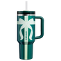 Swatch for Stanley 1913 The Quencher® H2.0 Flowstate™ Tumbler 40 OZ 1.18 L in Shadow Green Ribbon | Front View