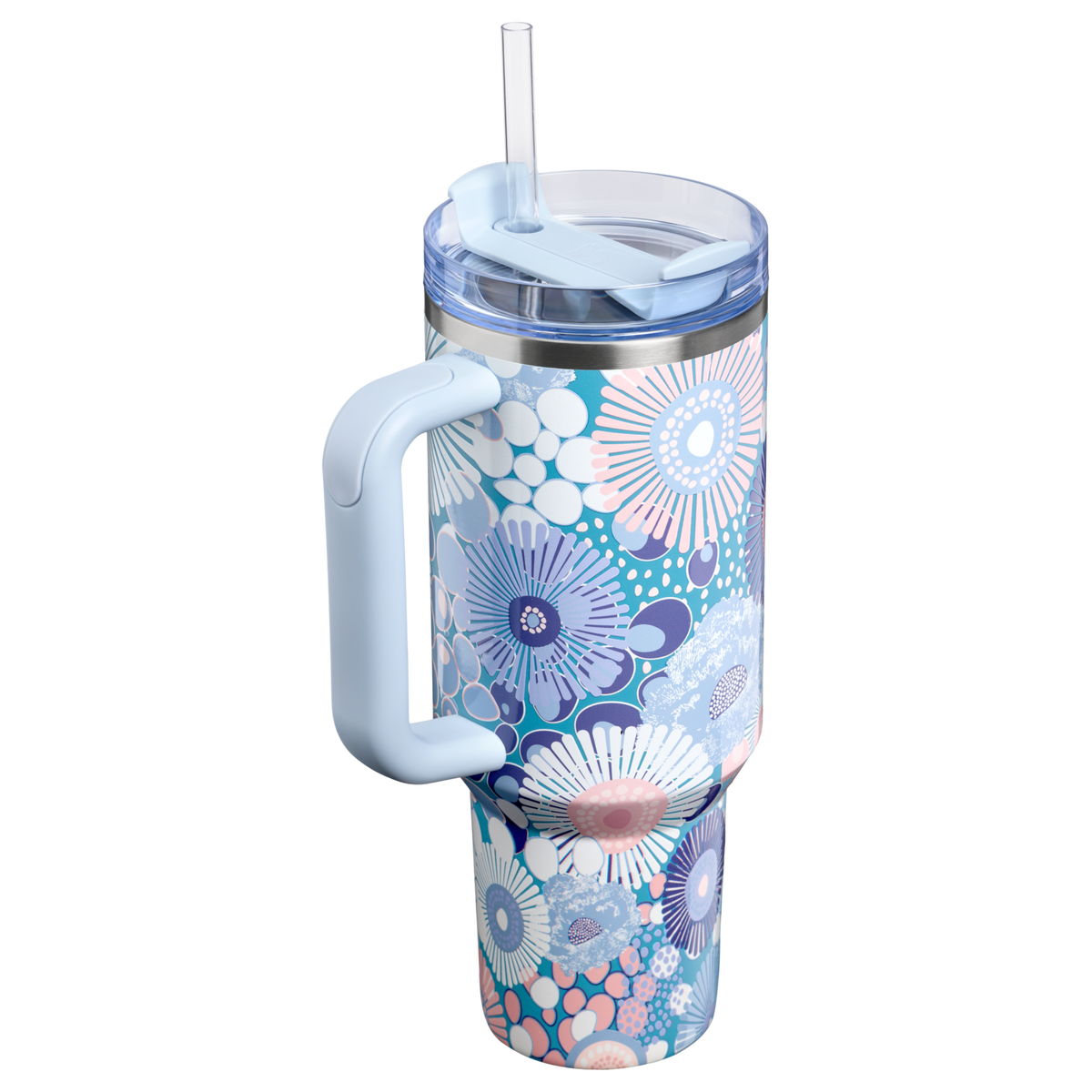 Stanley 1913 The Quencher H2.0 FlowState™ Tumbler  40 OZ 1.18 L in Blue Dream Wildflower | Back View