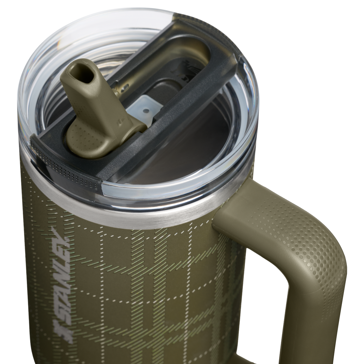 Stanley 1913 The Quencher® ProTour Flip Straw Tumbler 30 OZ 0.89 L in Peat Moss Plaid | Lid Detailed View