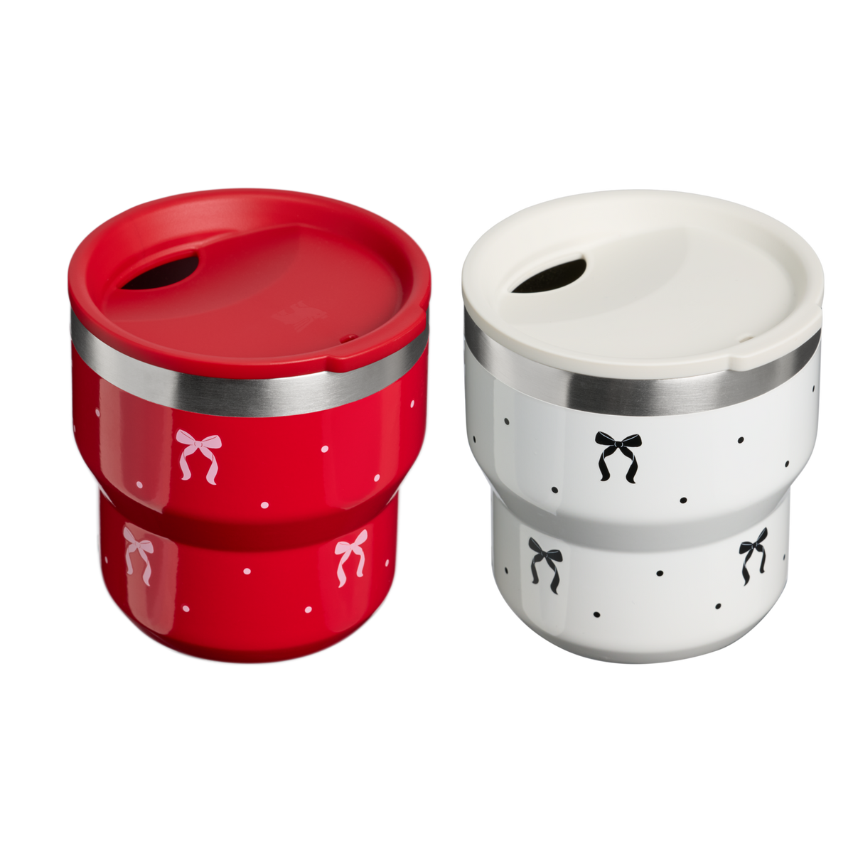 Stanley 1913 Stay-Hot Stacking Cups Gift Set 11 OZ 0.32 L in Salt Bows/Rouge Bows | Back View