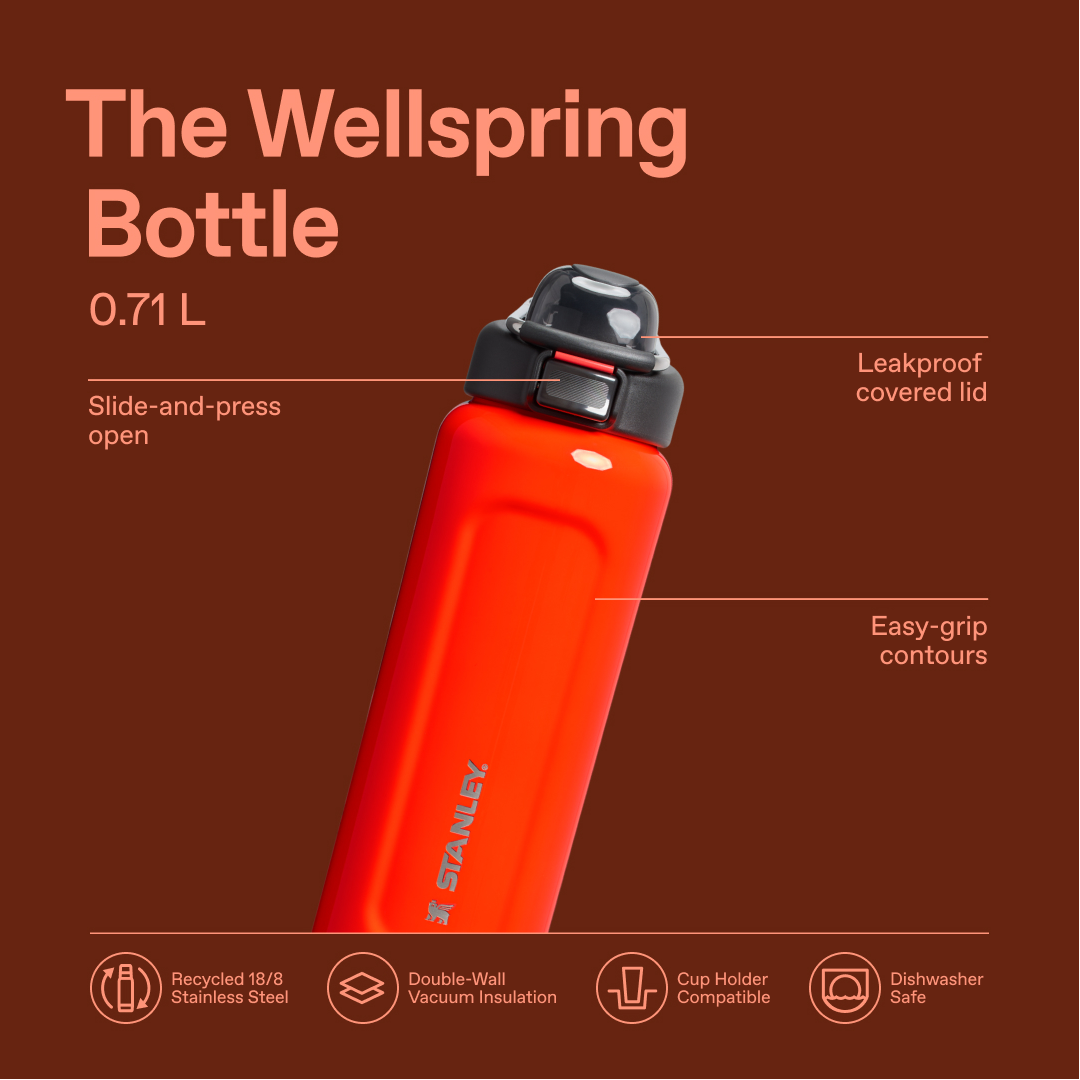 Stanley 1913 Classic Wellspring Bottle 0.71L in Blaze Orange | Visualizza Infografica